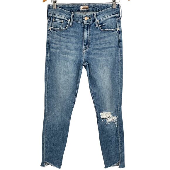 MOTHER Denim - Mother The Looker Ankle Step Fray Jeans Exposed Secret Sister Size 27 Blue